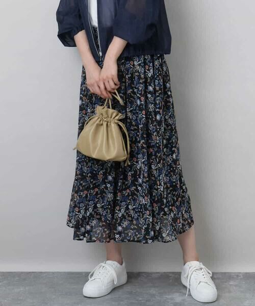 MK MICHEL KLEIN / エムケーミッシェルクラン ロング・マキシ丈スカート | フラワードットプリントシフォンスカート/洗える | 詳細5