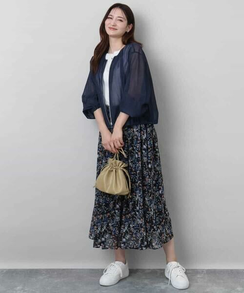 MK MICHEL KLEIN / エムケーミッシェルクラン ロング・マキシ丈スカート | フラワードットプリントシフォンスカート/洗える | 詳細7