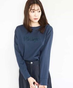 MK MICHEL KLEIN / エムケーミッシェルクラン カットソー | 刺繍ロゴデザイン コットンロンT/洗える