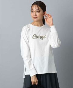 MK MICHEL KLEIN / エムケーミッシェルクラン カットソー | 刺繍ロゴデザイン コットンロンT/洗える