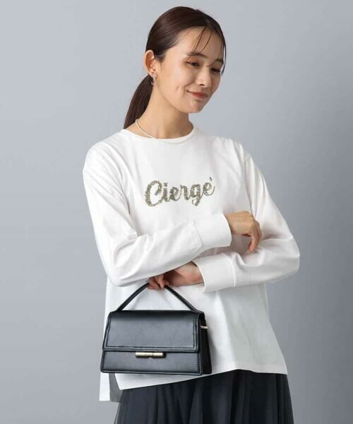 MK MICHEL KLEIN / エムケーミッシェルクラン カットソー | 刺繍ロゴデザイン コットンロンT/洗える | 詳細1