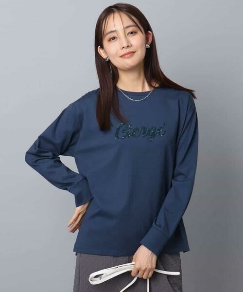 MK MICHEL KLEIN / エムケーミッシェルクラン カットソー | 刺繍ロゴデザイン コットンロンT/洗える | 詳細18