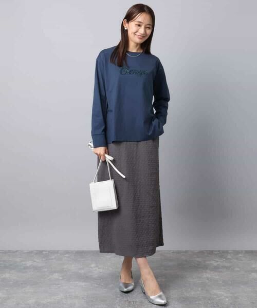 MK MICHEL KLEIN / エムケーミッシェルクラン カットソー | 刺繍ロゴデザイン コットンロンT/洗える | 詳細21