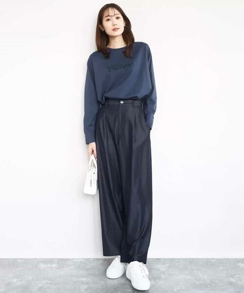 MK MICHEL KLEIN / エムケーミッシェルクラン カットソー | 刺繍ロゴデザイン コットンロンT/洗える | 詳細22