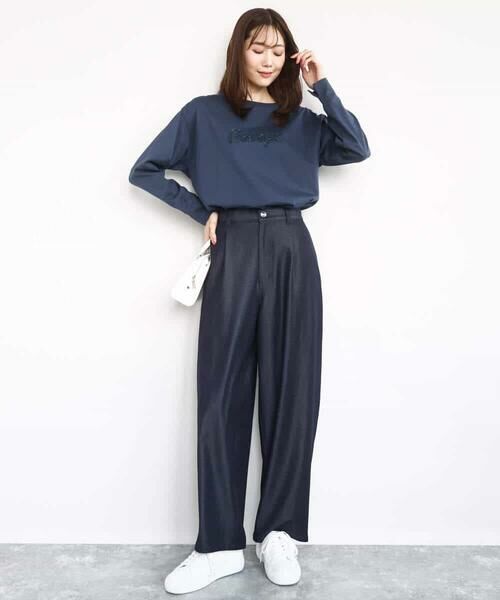 MK MICHEL KLEIN / エムケーミッシェルクラン カットソー | 刺繍ロゴデザイン コットンロンT/洗える | 詳細23