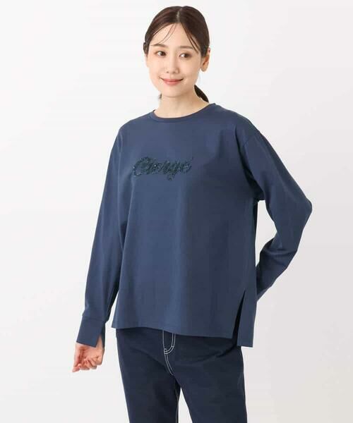 MK MICHEL KLEIN / エムケーミッシェルクラン カットソー | 刺繍ロゴデザイン コットンロンT/洗える | 詳細24