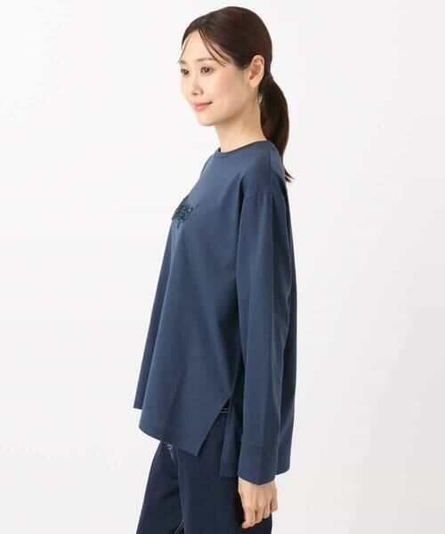 MK MICHEL KLEIN / エムケーミッシェルクラン カットソー | 刺繍ロゴデザイン コットンロンT/洗える | 詳細25