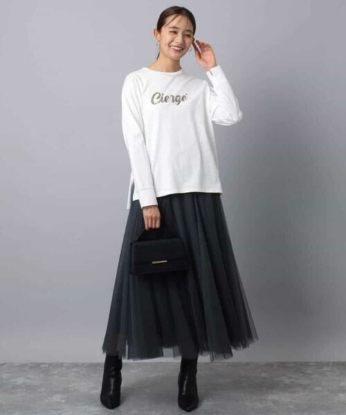 MK MICHEL KLEIN / エムケーミッシェルクラン カットソー | 刺繍ロゴデザイン コットンロンT/洗える | 詳細3