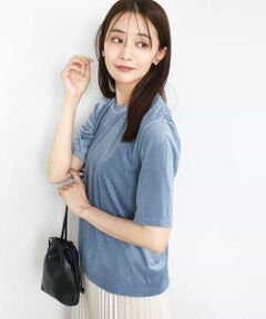 MK MICHEL KLEIN / エムケーミッシェルクラン カットソー | シアーベロアTシャツ/洗える
