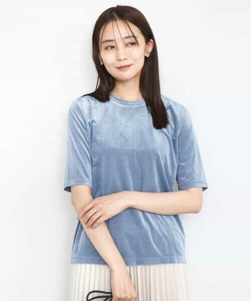 MK MICHEL KLEIN / エムケーミッシェルクラン カットソー | シアーベロアTシャツ/洗える | 詳細1