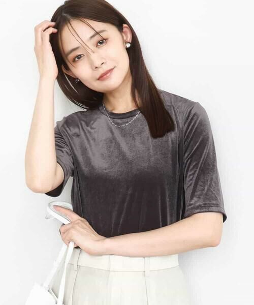 MK MICHEL KLEIN / エムケーミッシェルクラン カットソー | シアーベロアTシャツ/洗える | 詳細9