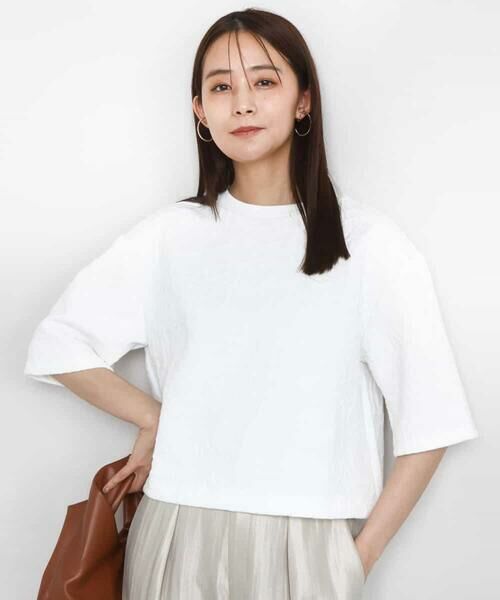 MK MICHEL KLEIN / エムケーミッシェルクラン カットソー | フクレジャガード五分袖プルオーバー/洗える | 詳細1