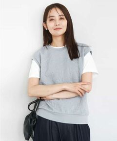 MK MICHEL KLEIN / エムケーミッシェルクラン カットソー | フクレジャガードノースリーブトップス/洗える