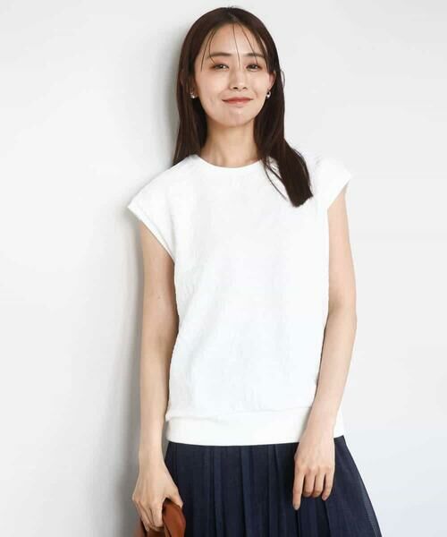 MK MICHEL KLEIN / エムケーミッシェルクラン カットソー | フクレジャガードノースリーブトップス/洗える | 詳細1