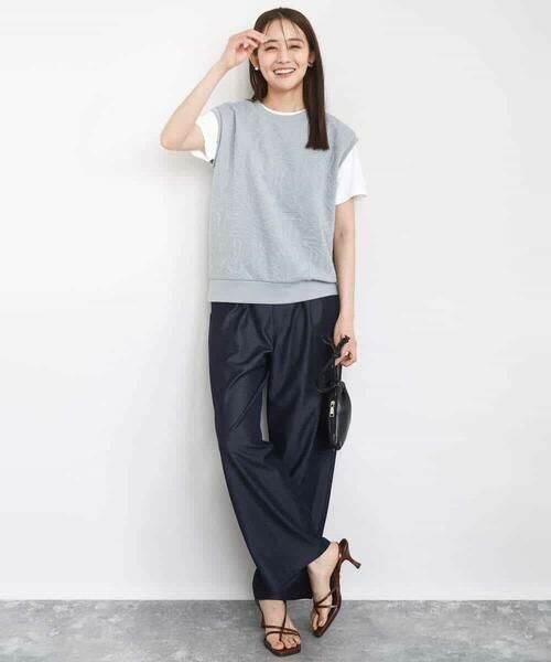 MK MICHEL KLEIN / エムケーミッシェルクラン カットソー | フクレジャガードノースリーブトップス/洗える | 詳細10