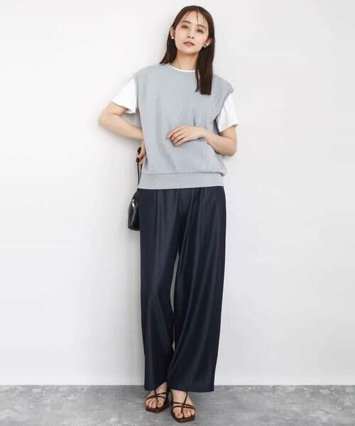 MK MICHEL KLEIN / エムケーミッシェルクラン カットソー | フクレジャガードノースリーブトップス/洗える | 詳細11