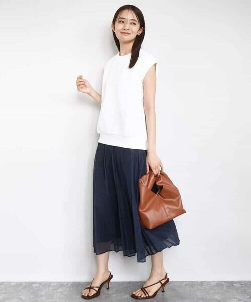 MK MICHEL KLEIN / エムケーミッシェルクラン カットソー | フクレジャガードノースリーブトップス/洗える | 詳細3