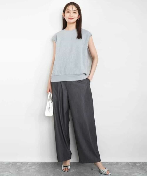 MK MICHEL KLEIN / エムケーミッシェルクラン カットソー | フクレジャガードノースリーブトップス/洗える | 詳細6