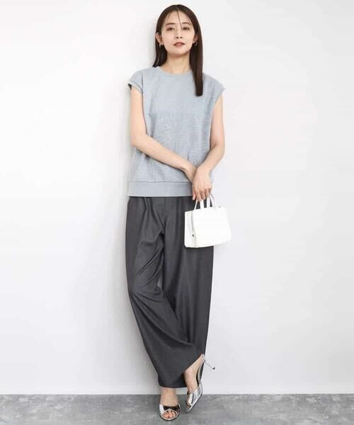 MK MICHEL KLEIN / エムケーミッシェルクラン カットソー | フクレジャガードノースリーブトップス/洗える | 詳細7