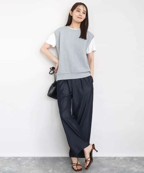 MK MICHEL KLEIN / エムケーミッシェルクラン カットソー | フクレジャガードノースリーブトップス/洗える | 詳細9