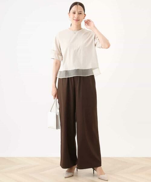 MK MICHEL KLEIN / エムケーミッシェルクラン カットソー | シアー切替えランタンスリーブカットソー/接触冷感/洗える | 詳細10