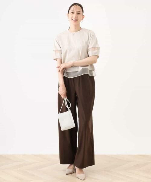 MK MICHEL KLEIN / エムケーミッシェルクラン カットソー | シアー切替えランタンスリーブカットソー/接触冷感/洗える | 詳細11