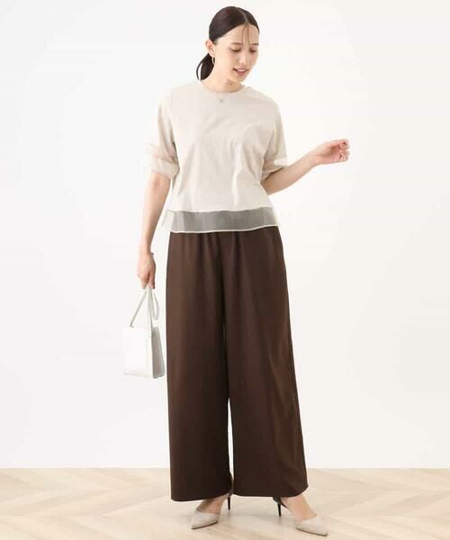 MK MICHEL KLEIN / エムケーミッシェルクラン カットソー | シアー切替えランタンスリーブカットソー/接触冷感/洗える | 詳細12