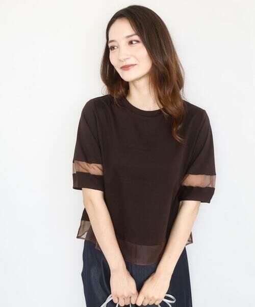 MK MICHEL KLEIN / エムケーミッシェルクラン カットソー | シアー切替えランタンスリーブカットソー/接触冷感/洗える | 詳細13