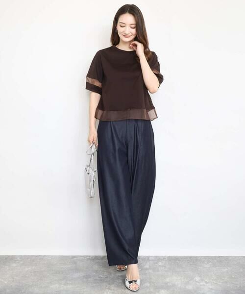 MK MICHEL KLEIN / エムケーミッシェルクラン カットソー | シアー切替えランタンスリーブカットソー/接触冷感/洗える | 詳細14