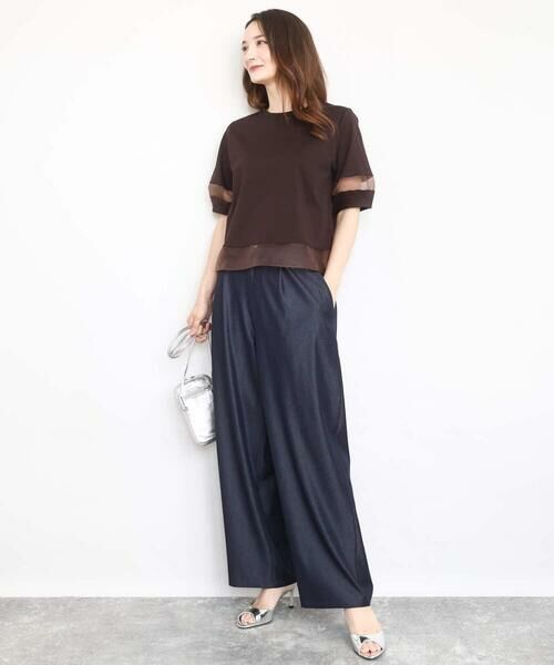 MK MICHEL KLEIN / エムケーミッシェルクラン カットソー | シアー切替えランタンスリーブカットソー/接触冷感/洗える | 詳細15