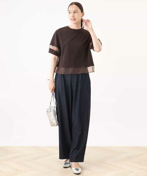 MK MICHEL KLEIN / エムケーミッシェルクラン カットソー | シアー切替えランタンスリーブカットソー/接触冷感/洗える | 詳細18