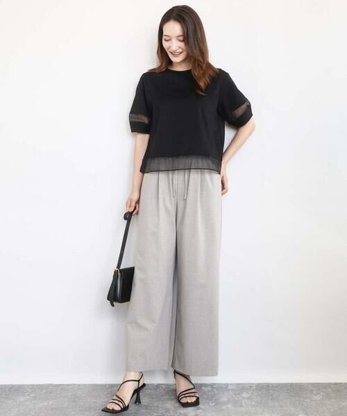 MK MICHEL KLEIN / エムケーミッシェルクラン カットソー | シアー切替えランタンスリーブカットソー/接触冷感/洗える | 詳細2