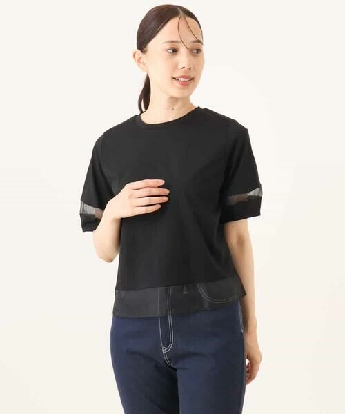 MK MICHEL KLEIN / エムケーミッシェルクラン カットソー | シアー切替えランタンスリーブカットソー/接触冷感/洗える | 詳細25