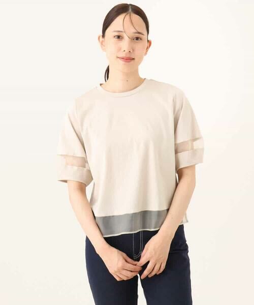 MK MICHEL KLEIN / エムケーミッシェルクラン カットソー | シアー切替えランタンスリーブカットソー/接触冷感/洗える | 詳細27