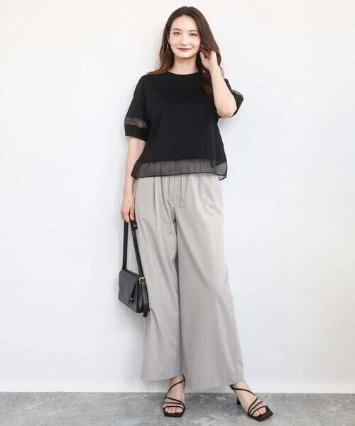 MK MICHEL KLEIN / エムケーミッシェルクラン カットソー | シアー切替えランタンスリーブカットソー/接触冷感/洗える | 詳細3