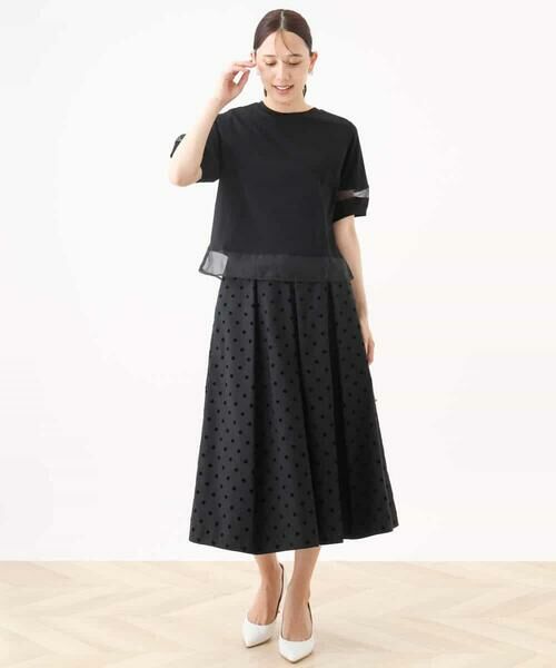 MK MICHEL KLEIN / エムケーミッシェルクラン カットソー | シアー切替えランタンスリーブカットソー/接触冷感/洗える | 詳細5