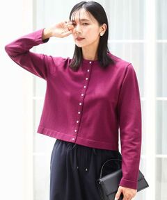 MK MICHEL KLEIN / エムケーミッシェルクラン カーディガン・ボレロ | ドット釦コンパクトニットカーディガン/洗える