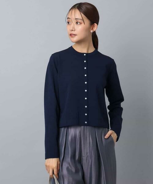 MK MICHEL KLEIN / エムケーミッシェルクラン カーディガン・ボレロ | ドット釦コンパクトニットカーディガン/洗える | 詳細1