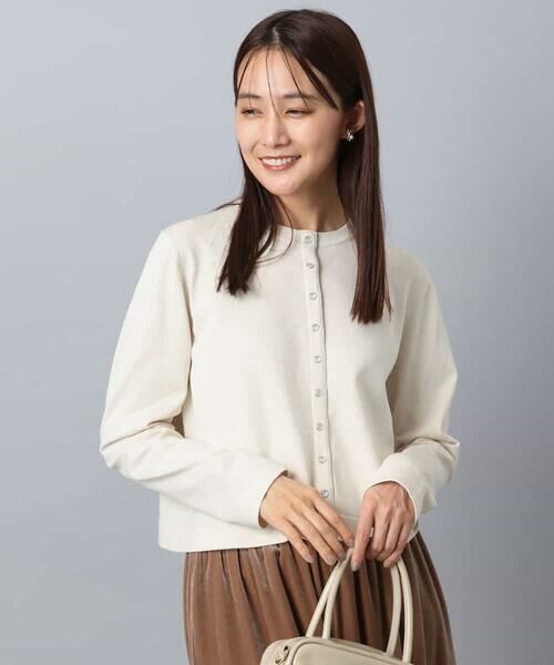 MK MICHEL KLEIN/エムケーミッシェルクラン ドット釦コンパクトニットカーディガン/洗える アイボリー M MK MICHEL KLEIN/エムケーミッシェルクラン ドット釦コンパクトニットカーディガン/洗える アイボリー M