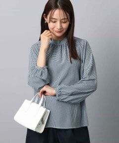 MK MICHEL KLEIN / エムケーミッシェルクラン シャツ・ブラウス | ボウタイ付き千鳥柄プリントブラウス/洗える