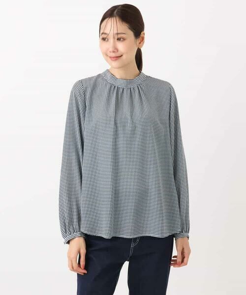 MK MICHEL KLEIN / エムケーミッシェルクラン シャツ・ブラウス | ボウタイ付き千鳥柄プリントブラウス/洗える | 詳細22