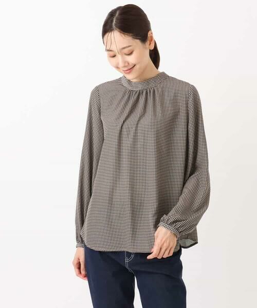 MK MICHEL KLEIN / エムケーミッシェルクラン シャツ・ブラウス | ボウタイ付き千鳥柄プリントブラウス/洗える | 詳細29