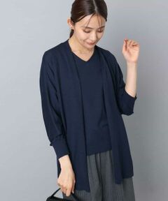 MK MICHEL KLEIN / エムケーミッシェルクラン ニット・セーター | ドルマン袖カーディガン×半袖プルオーバー ニットアンサンブル/洗える