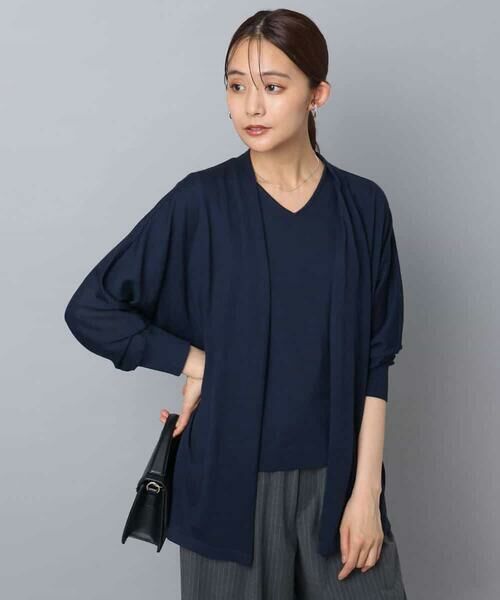 MK MICHEL KLEIN / エムケーミッシェルクラン ニット・セーター | ドルマン袖カーディガン×半袖プルオーバー ニットアンサンブル/洗える | 詳細1