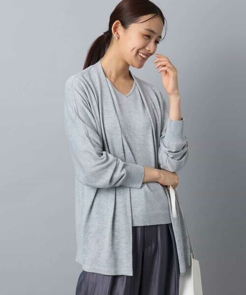 MK MICHEL KLEIN / エムケーミッシェルクラン ニット・セーター | ドルマン袖カーディガン×半袖プルオーバー ニットアンサンブル/洗える | 詳細10