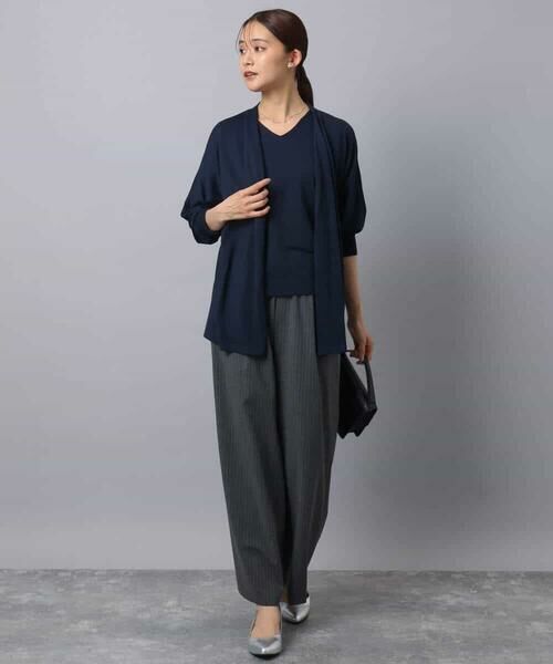 MK MICHEL KLEIN / エムケーミッシェルクラン ニット・セーター | ドルマン袖カーディガン×半袖プルオーバー ニットアンサンブル/洗える | 詳細3