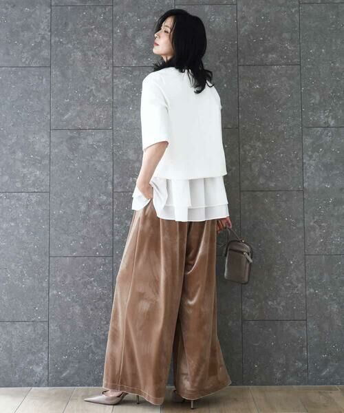 MK MICHEL KLEIN / エムケーミッシェルクラン カットソー | ポンチプルオーバー×ティアードフリルタンクトップ ツインセット/洗える | 詳細12