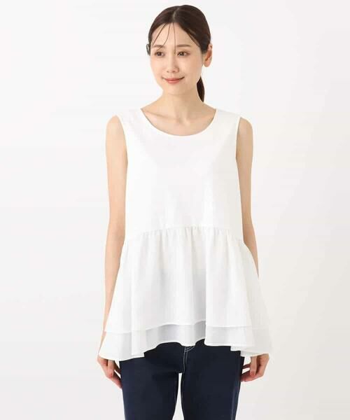 MK MICHEL KLEIN / エムケーミッシェルクラン カットソー | ポンチプルオーバー×ティアードフリルタンクトップ ツインセット/洗える | 詳細21