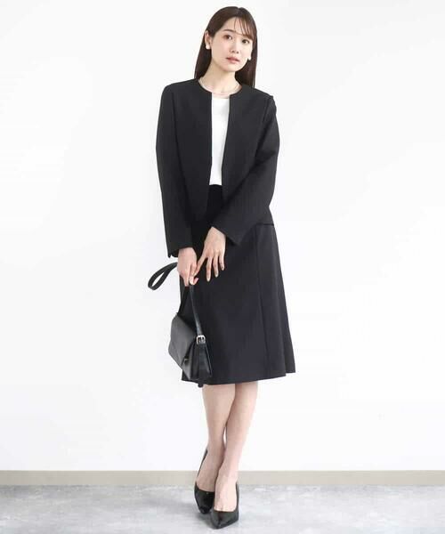 MK MICHEL KLEIN / エムケーミッシェルクラン ノーカラージャケット | メランジ調ノーカラージャケット/セットアップ対応/洗える | 詳細2