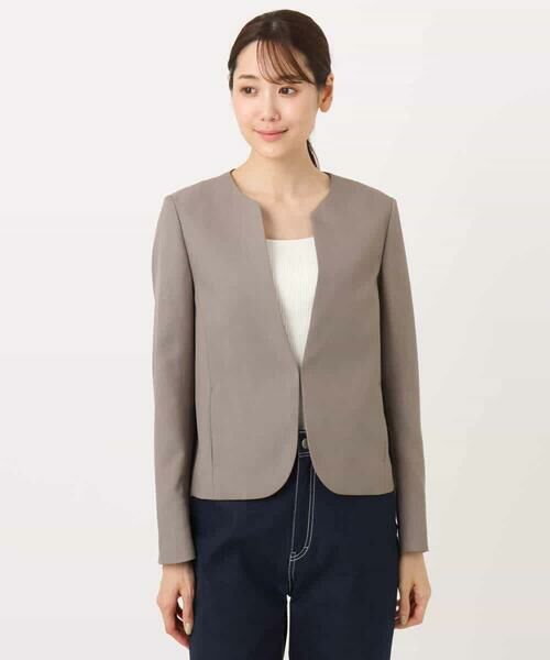 MK MICHEL KLEIN / エムケーミッシェルクラン ノーカラージャケット | メランジ調ノーカラージャケット/セットアップ対応/洗える | 詳細20